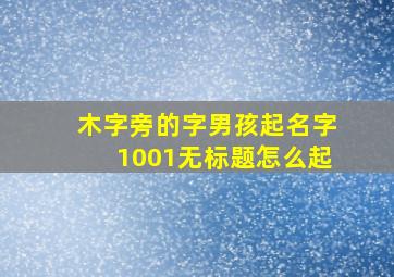 木字旁的字男孩起名字1001无标题怎么起