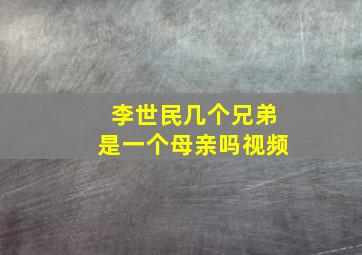 李世民几个兄弟是一个母亲吗视频