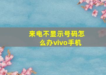 来电不显示号码怎么办vivo手机