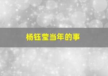 杨钰莹当年的事