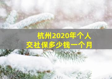 杭州2020年个人交社保多少钱一个月