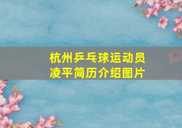 杭州乒乓球运动员凌平简历介绍图片