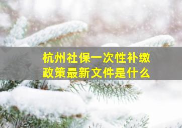 杭州社保一次性补缴政策最新文件是什么