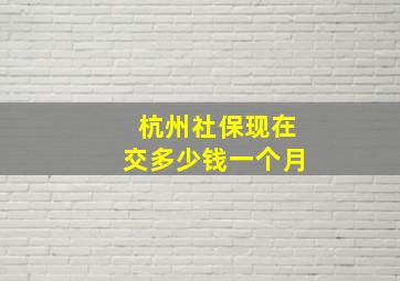 杭州社保现在交多少钱一个月