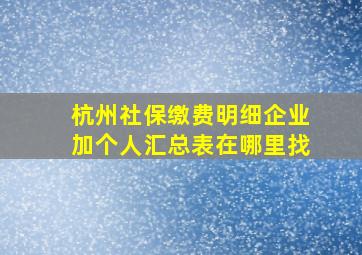 杭州社保缴费明细企业加个人汇总表在哪里找