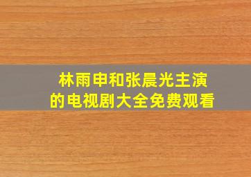 林雨申和张晨光主演的电视剧大全免费观看