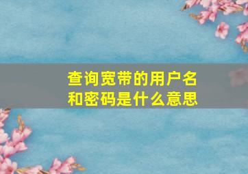 查询宽带的用户名和密码是什么意思