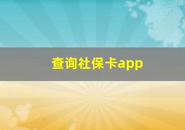 查询社保卡app