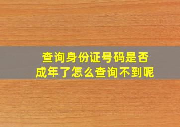 查询身份证号码是否成年了怎么查询不到呢