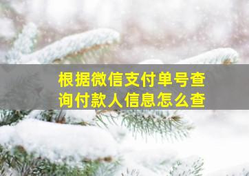 根据微信支付单号查询付款人信息怎么查