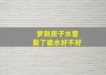 梦到房子水管裂了喷水好不好