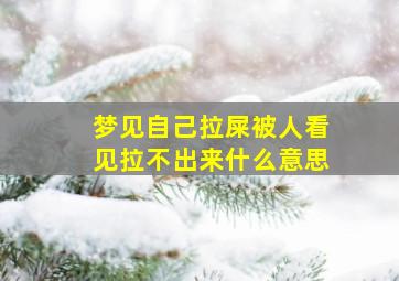 梦见自己拉屎被人看见拉不出来什么意思