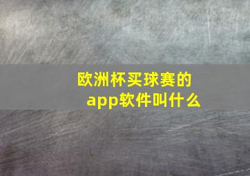 欧洲杯买球赛的app软件叫什么