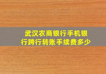 武汉农商银行手机银行跨行转账手续费多少