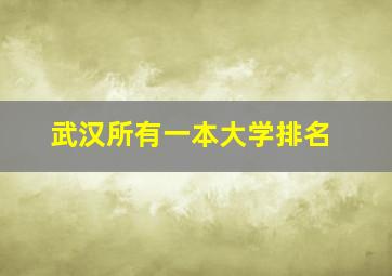 武汉所有一本大学排名