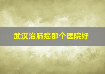 武汉治肺癌那个医院好