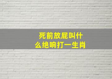 死前放屁叫什么绝响打一生肖