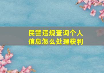 民警违规查询个人信息怎么处理获利