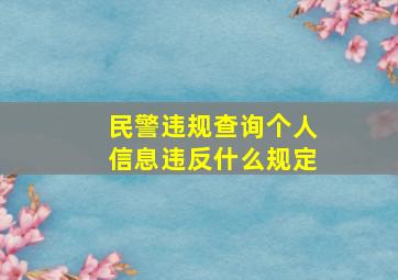 民警违规查询个人信息违反什么规定