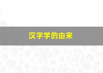 汉字学的由来