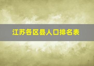 江苏各区县人口排名表