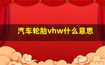 汽车轮胎vhw什么意思