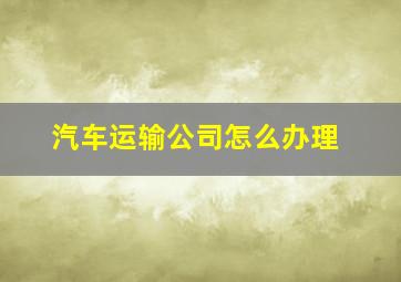 汽车运输公司怎么办理