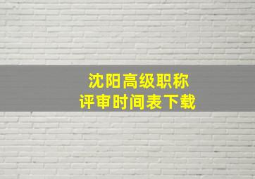 沈阳高级职称评审时间表下载