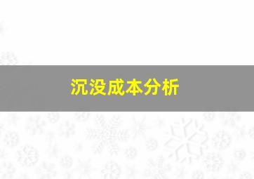 沉没成本分析