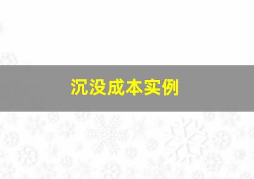 沉没成本实例