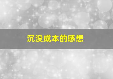 沉没成本的感想