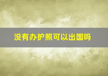 没有办护照可以出国吗