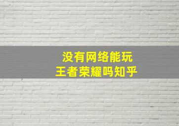 没有网络能玩王者荣耀吗知乎