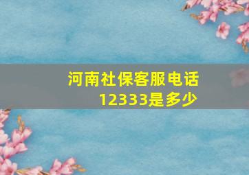 河南社保客服电话12333是多少