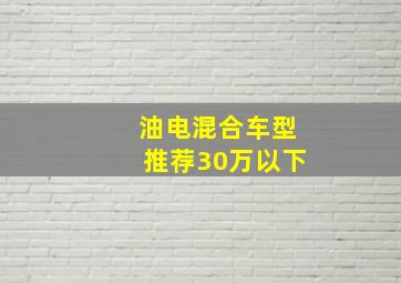 油电混合车型推荐30万以下