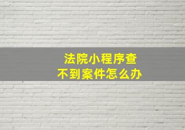 法院小程序查不到案件怎么办