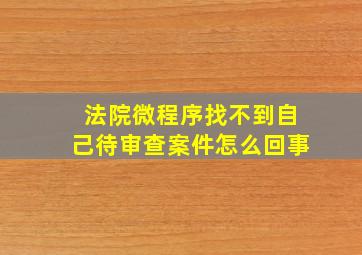 法院微程序找不到自己待审查案件怎么回事