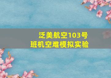 泛美航空103号班机空难模拟实验