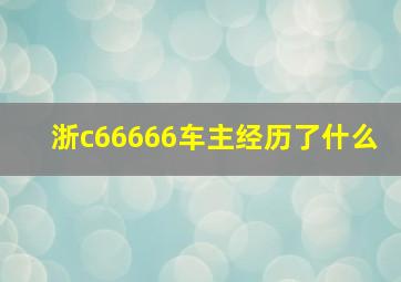 浙c66666车主经历了什么