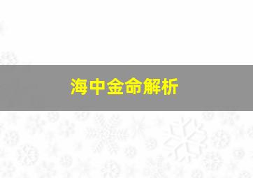 海中金命解析