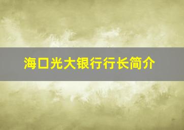 海口光大银行行长简介