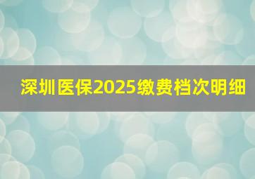 深圳医保2025缴费档次明细