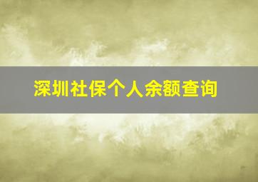 深圳社保个人余额查询