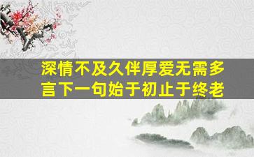 深情不及久伴厚爱无需多言下一句始于初止于终老