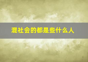 混社会的都是些什么人