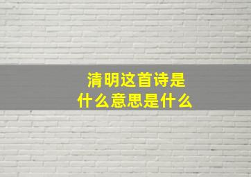 清明这首诗是什么意思是什么