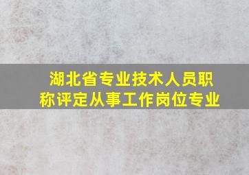 湖北省专业技术人员职称评定从事工作岗位专业