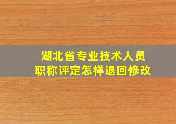 湖北省专业技术人员职称评定怎样退回修改