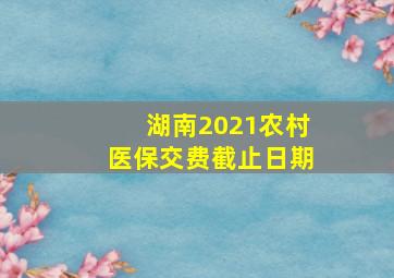 湖南2021农村医保交费截止日期