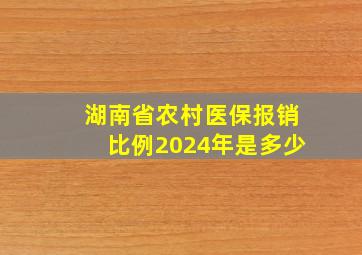 湖南省农村医保报销比例2024年是多少